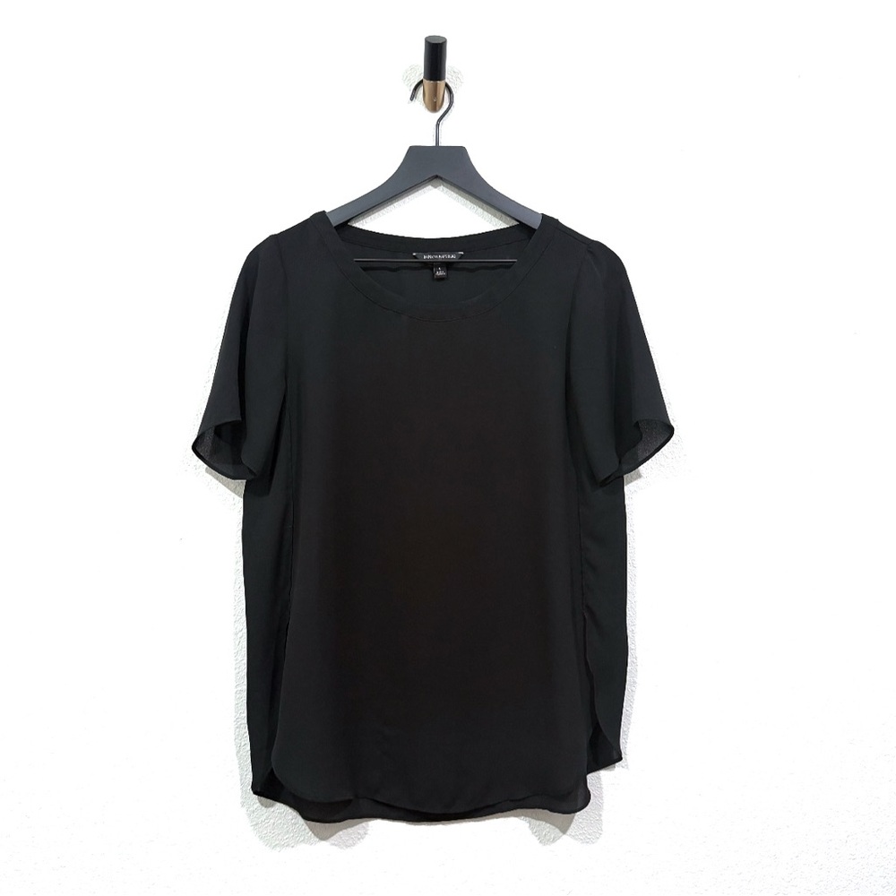 Banana Republic Loose Elegant Black Chiffon Short Sleeve Blouse